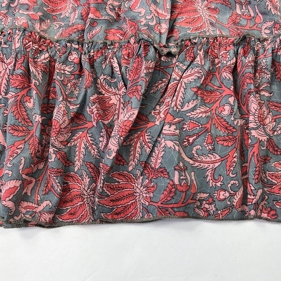 Perry Walker Smocked Tiered Silk Mini Skirt Size M 3 Julia Gray Pink - Picture 4 of 9